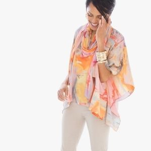 Chicos Small Medium Peach Poncho